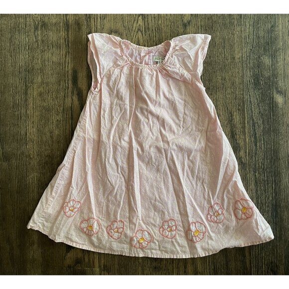 Kenzo Girls Floral Flower Embroidery Pink Dress Sleeveless Size 2A - Picture 1 of 9